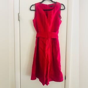 Womans Classic Parisian Chic Linen Tailored Modern Fit & Flare Midi Sundress 6/8